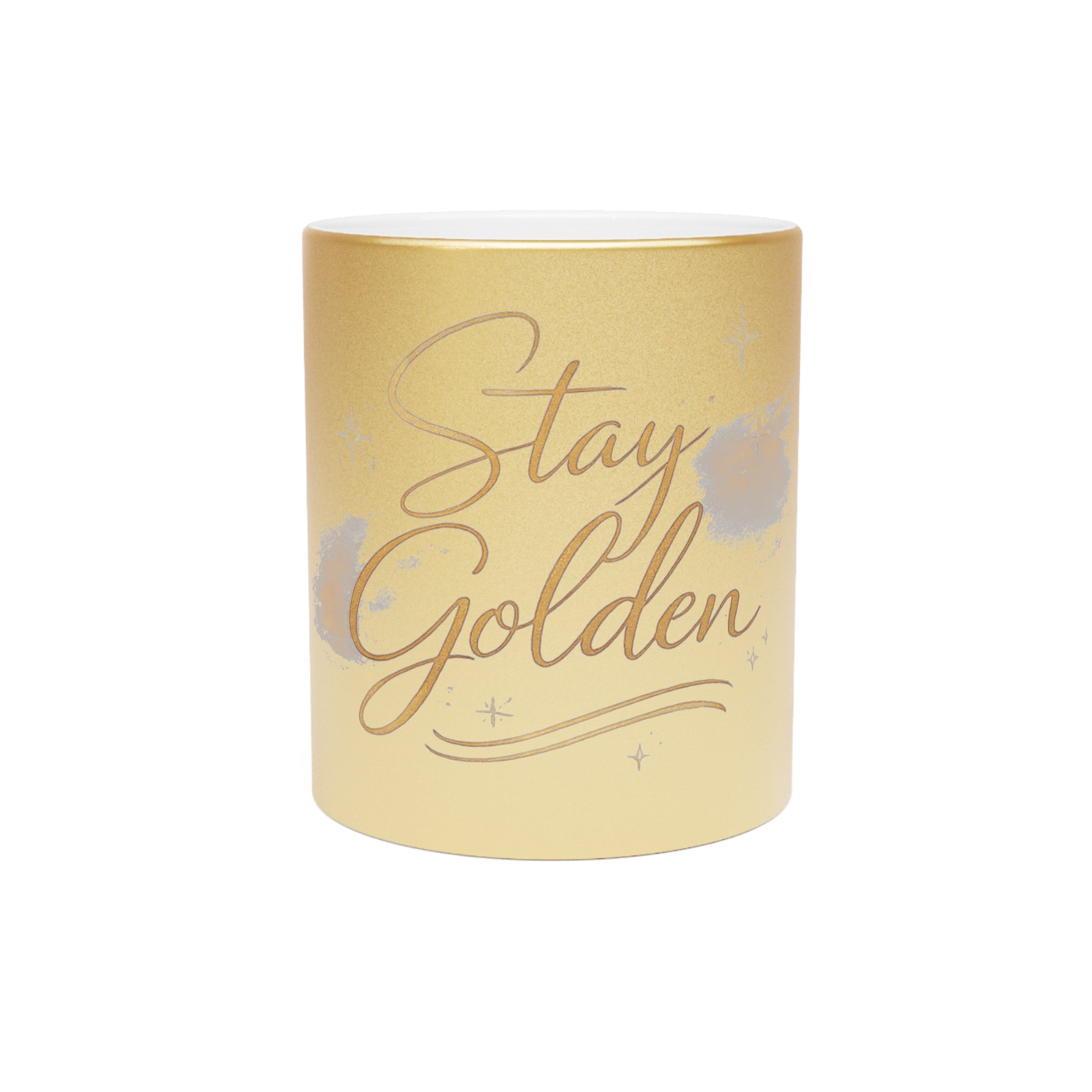 Stay Golden Metallic Mug — Gold/Silver Inspirational Coffee Cup