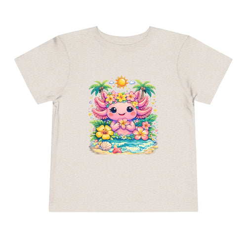 Cute Axolotl Beach Toddler Tee — Hawaiian Floral Summer Shirt - Zyrelia Official