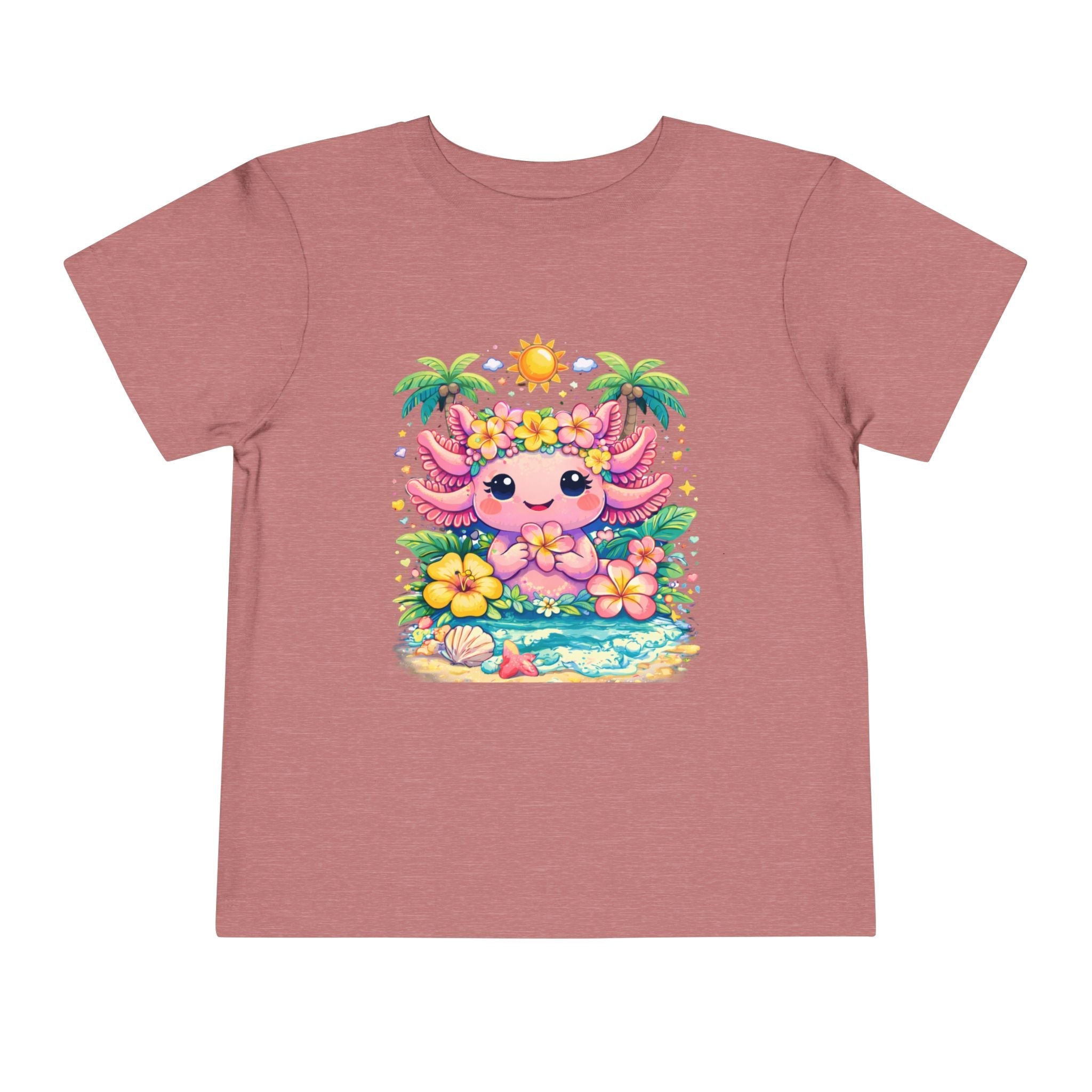 Cute Axolotl Beach Toddler Tee — Hawaiian Floral Summer Shirt - Zyrelia Official