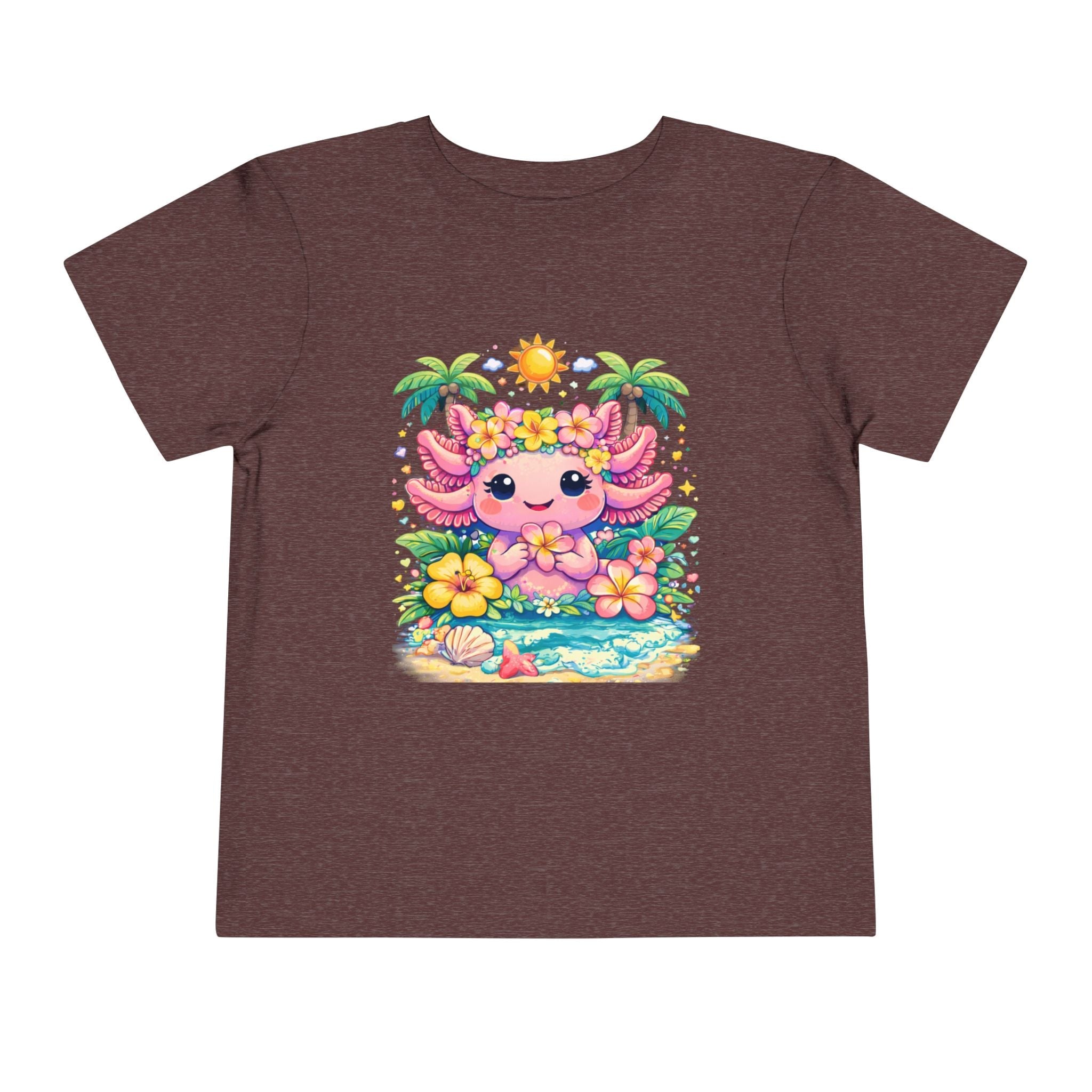 Cute Axolotl Beach Toddler Tee — Hawaiian Floral Summer Shirt - Zyrelia Official