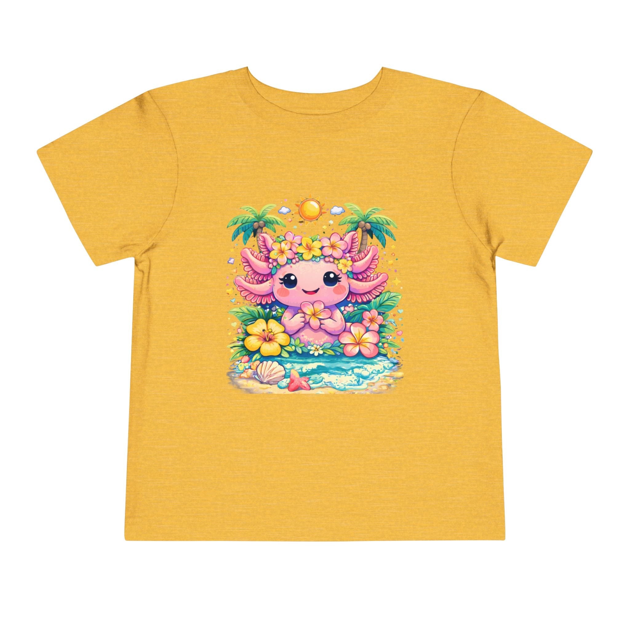 Cute Axolotl Beach Toddler Tee — Hawaiian Floral Summer Shirt - Zyrelia Official