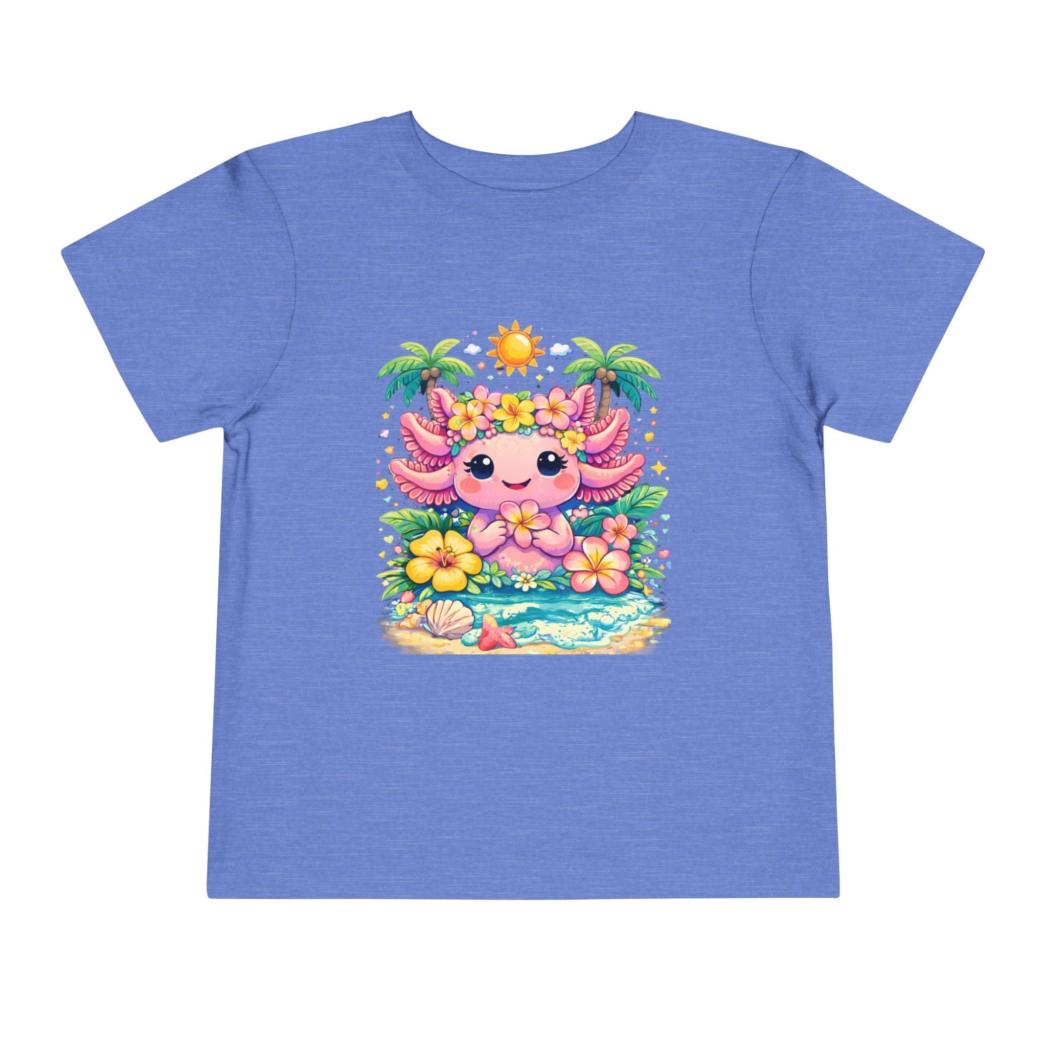 Cute Axolotl Beach Toddler Tee — Hawaiian Floral Summer Shirt - Zyrelia Official