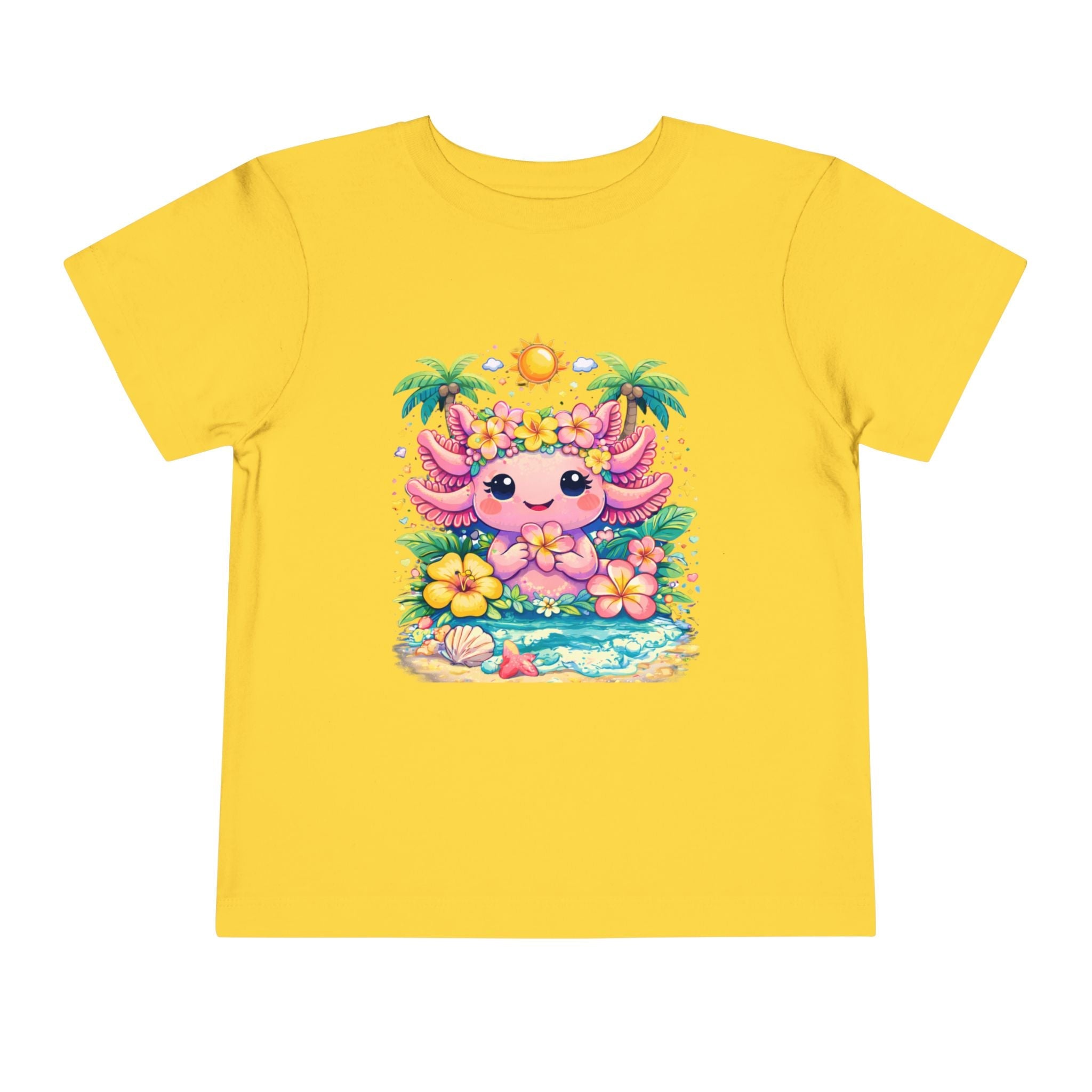 Cute Axolotl Beach Toddler Tee — Hawaiian Floral Summer Shirt - Zyrelia Official