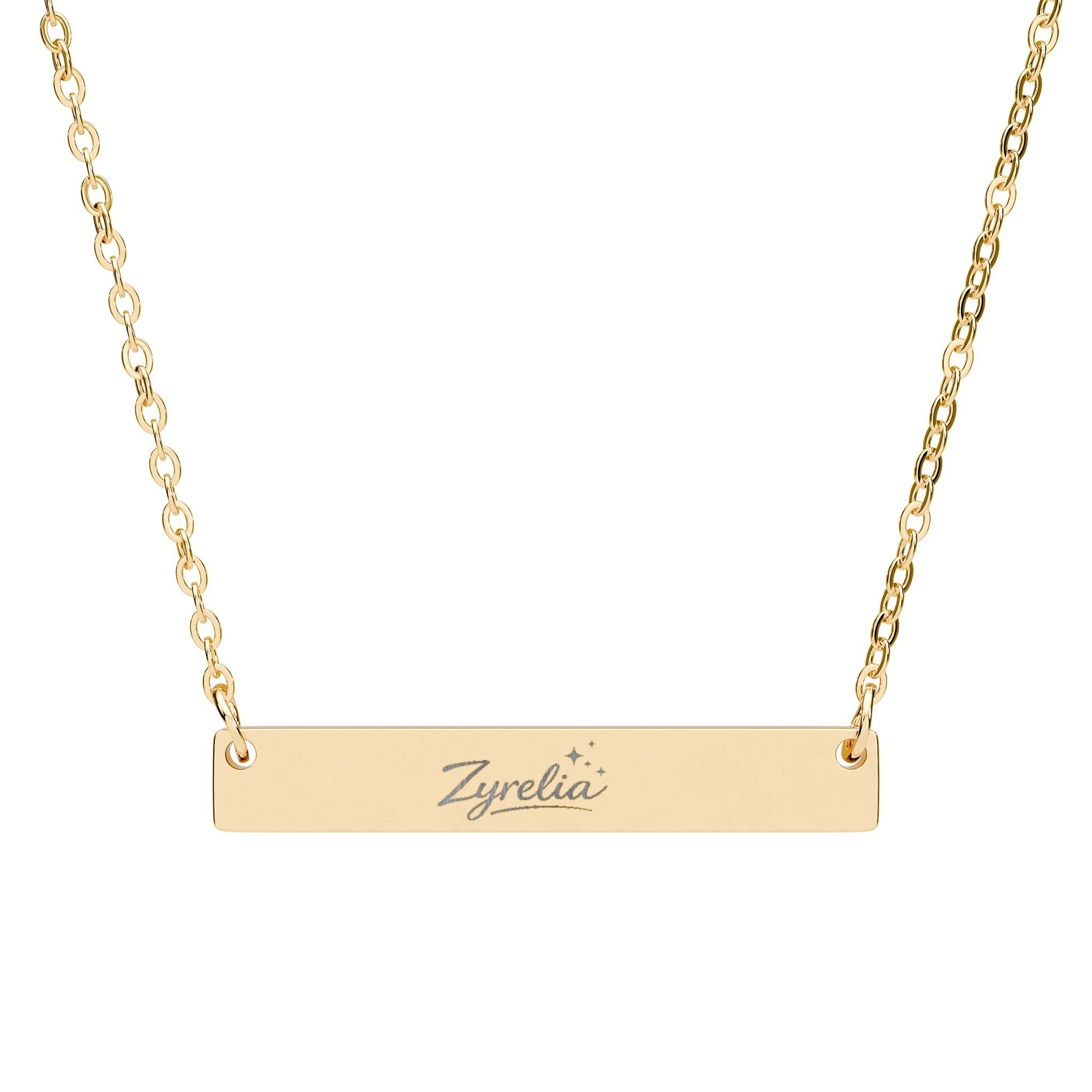 Engravable Horizontal Bar Necklace — Personalized Name Bar Pendant - Zyrelia Official