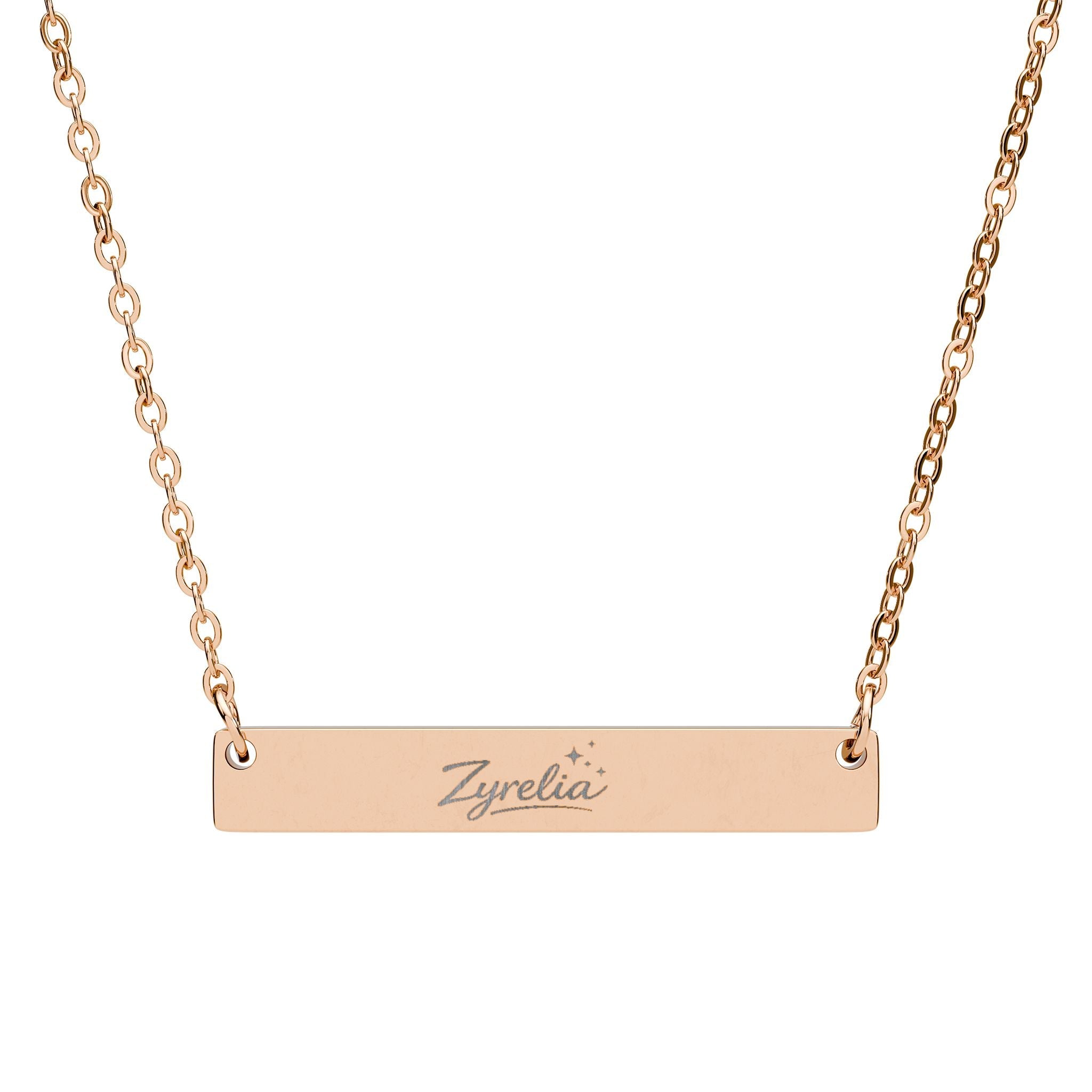 Engravable Horizontal Bar Necklace — Personalized Name Bar Pendant - Zyrelia Official