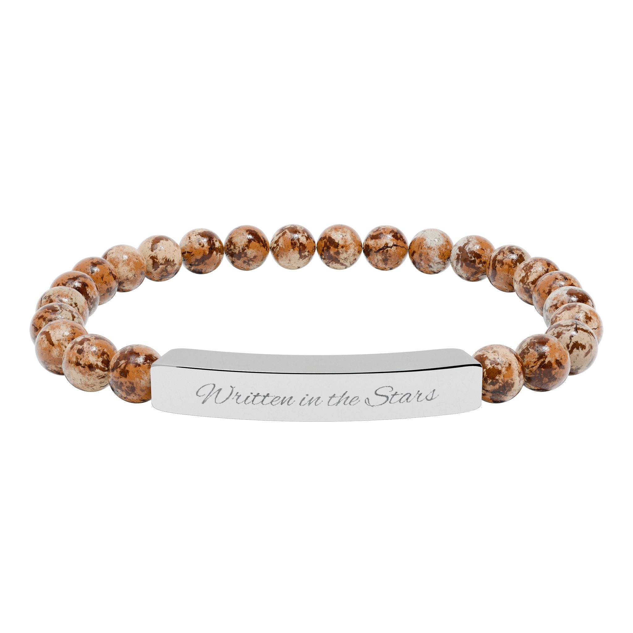 Engravable Natural Stone Bar Bracelet — Stretch Beaded Personalized Bracelet - Zyrelia Official