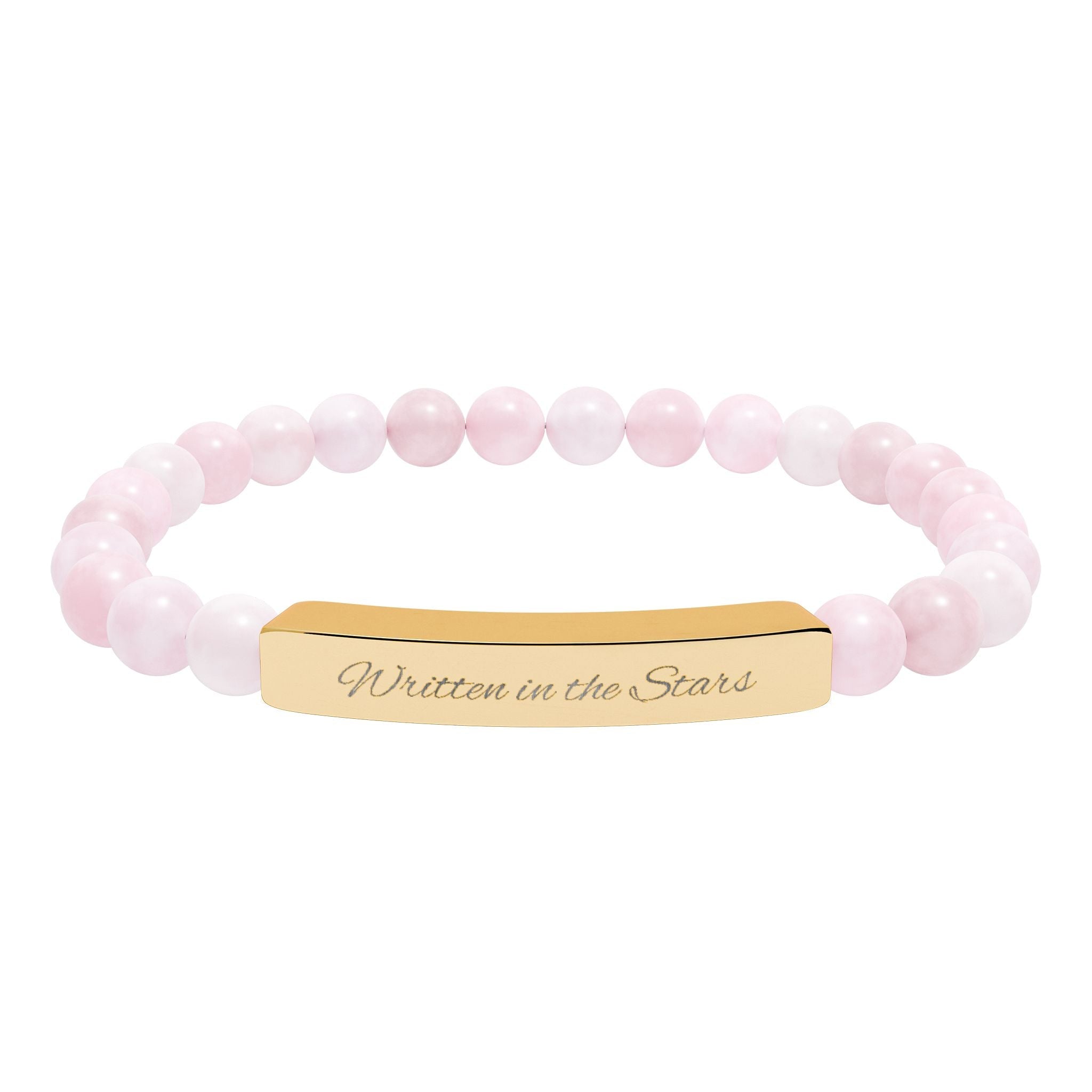 Engravable Natural Stone Bar Bracelet — Stretch Beaded Personalized Bracelet - Zyrelia Official