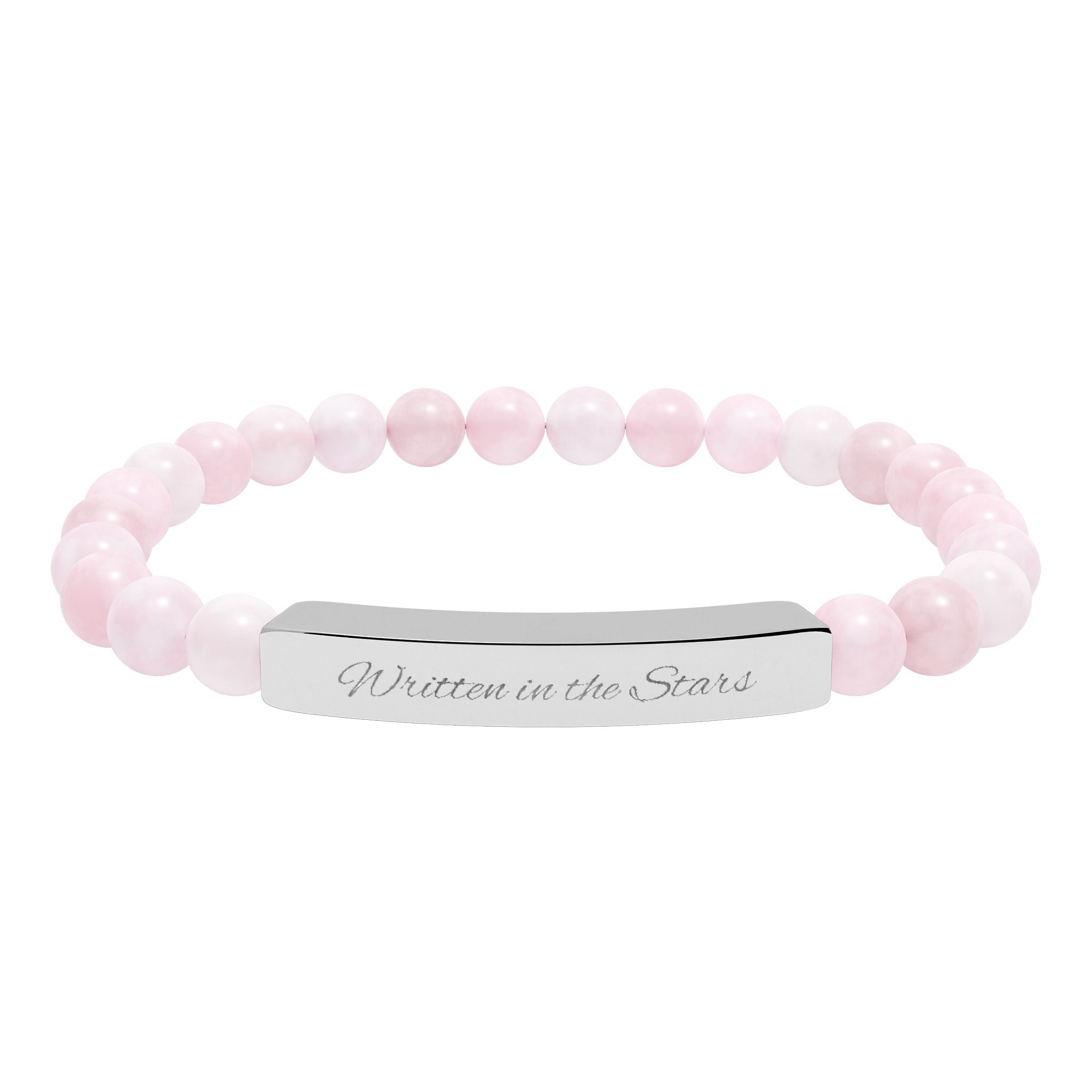 Engravable Natural Stone Bar Bracelet — Stretch Beaded Personalized Bracelet - Zyrelia Official