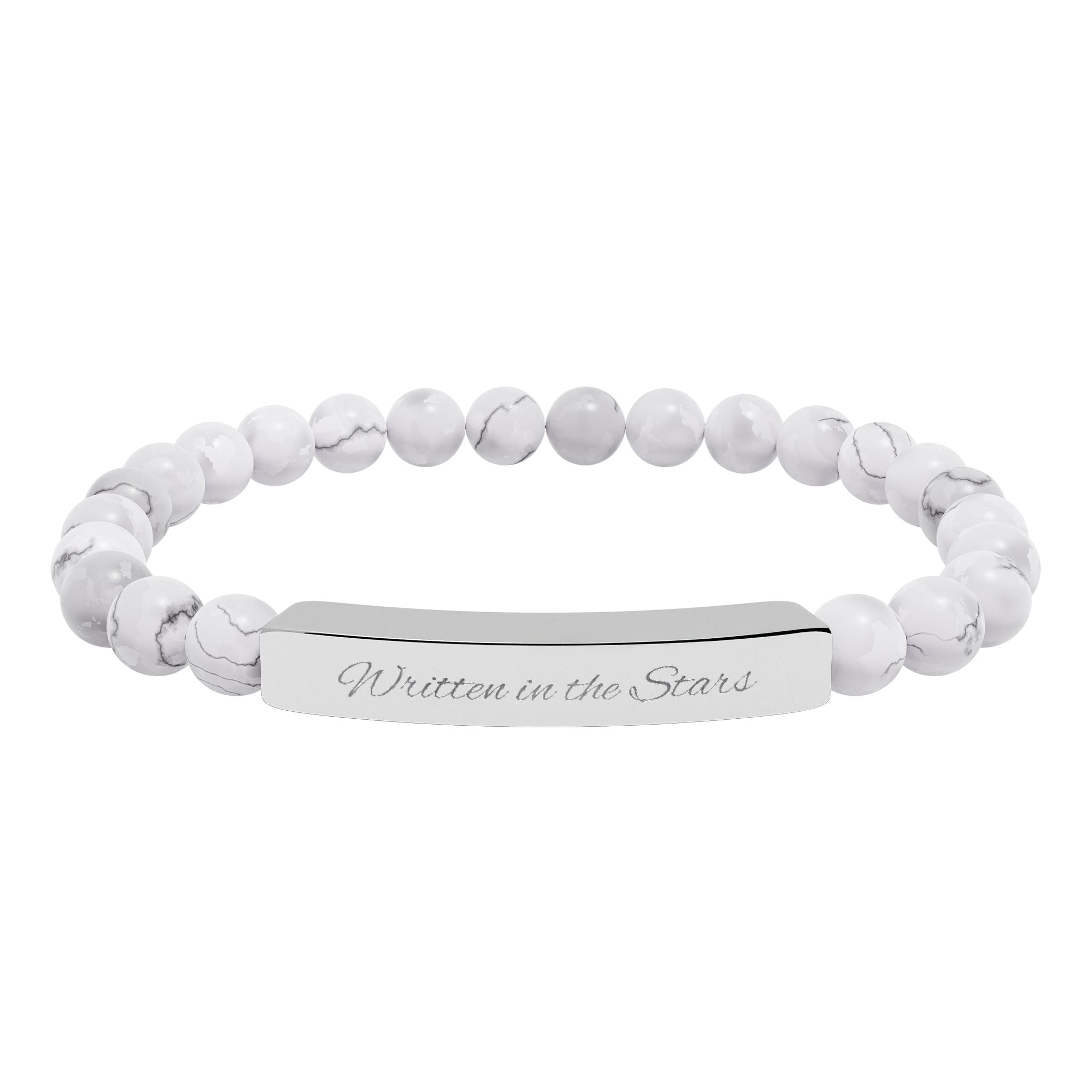 Engravable Natural Stone Bar Bracelet — Stretch Beaded Personalized Bracelet - Zyrelia Official