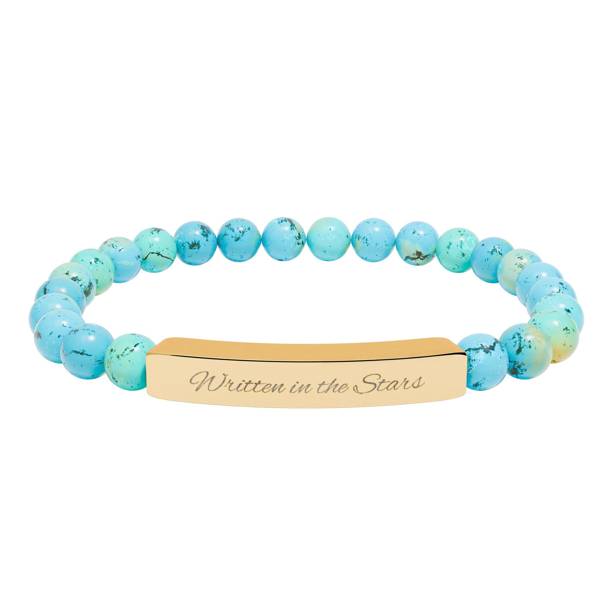 Engravable Natural Stone Bar Bracelet — Stretch Beaded Personalized Bracelet - Zyrelia Official