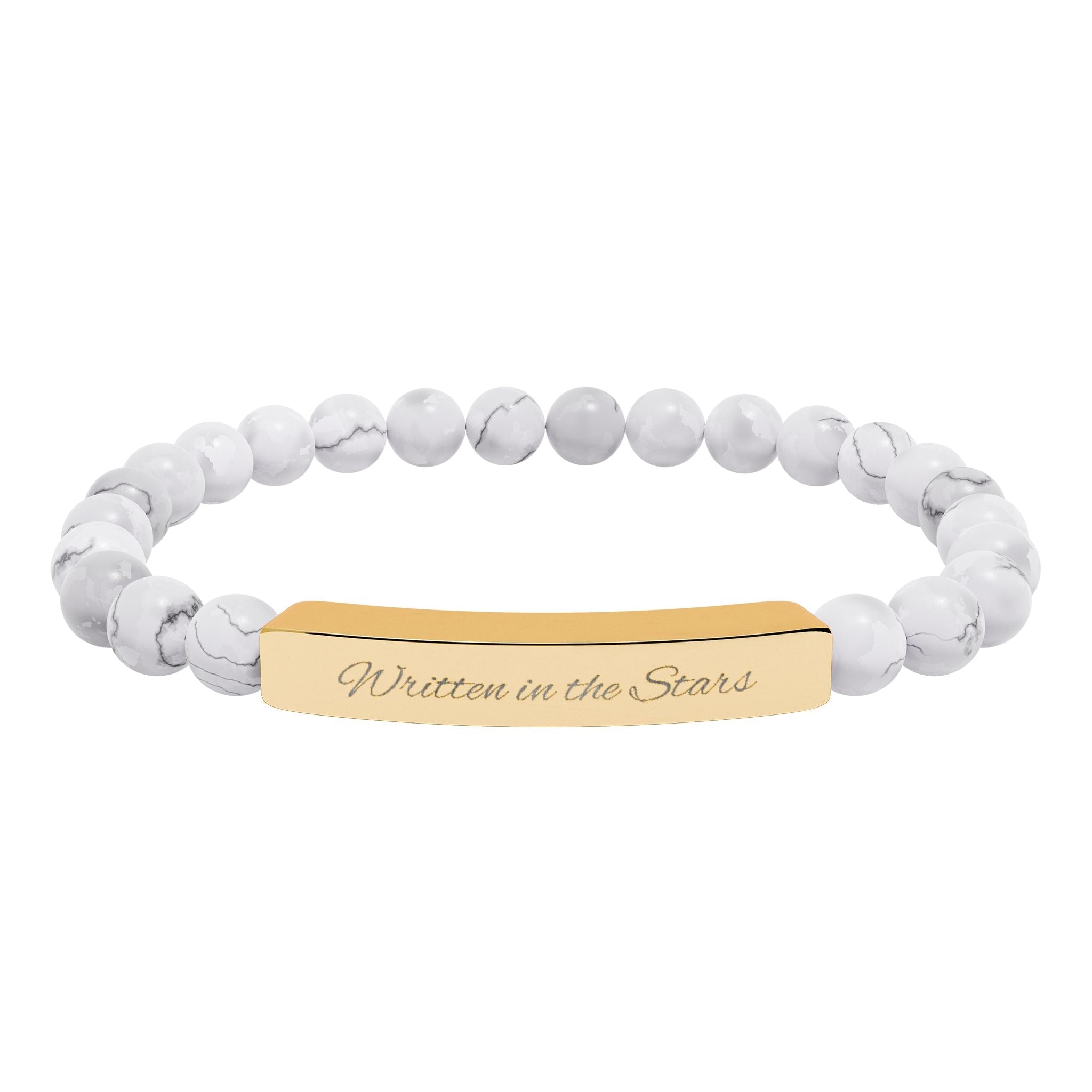 Engravable Natural Stone Bar Bracelet — Stretch Beaded Personalized Bracelet - Zyrelia Official