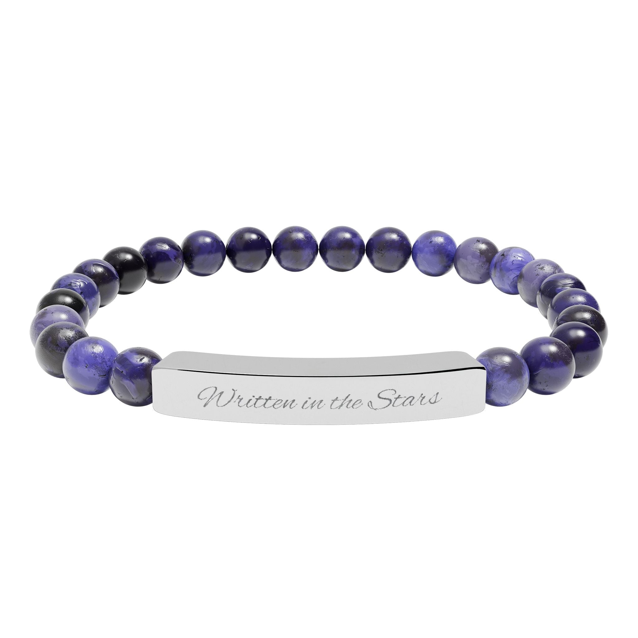 Engravable Natural Stone Bar Bracelet — Stretch Beaded Personalized Bracelet - Zyrelia Official