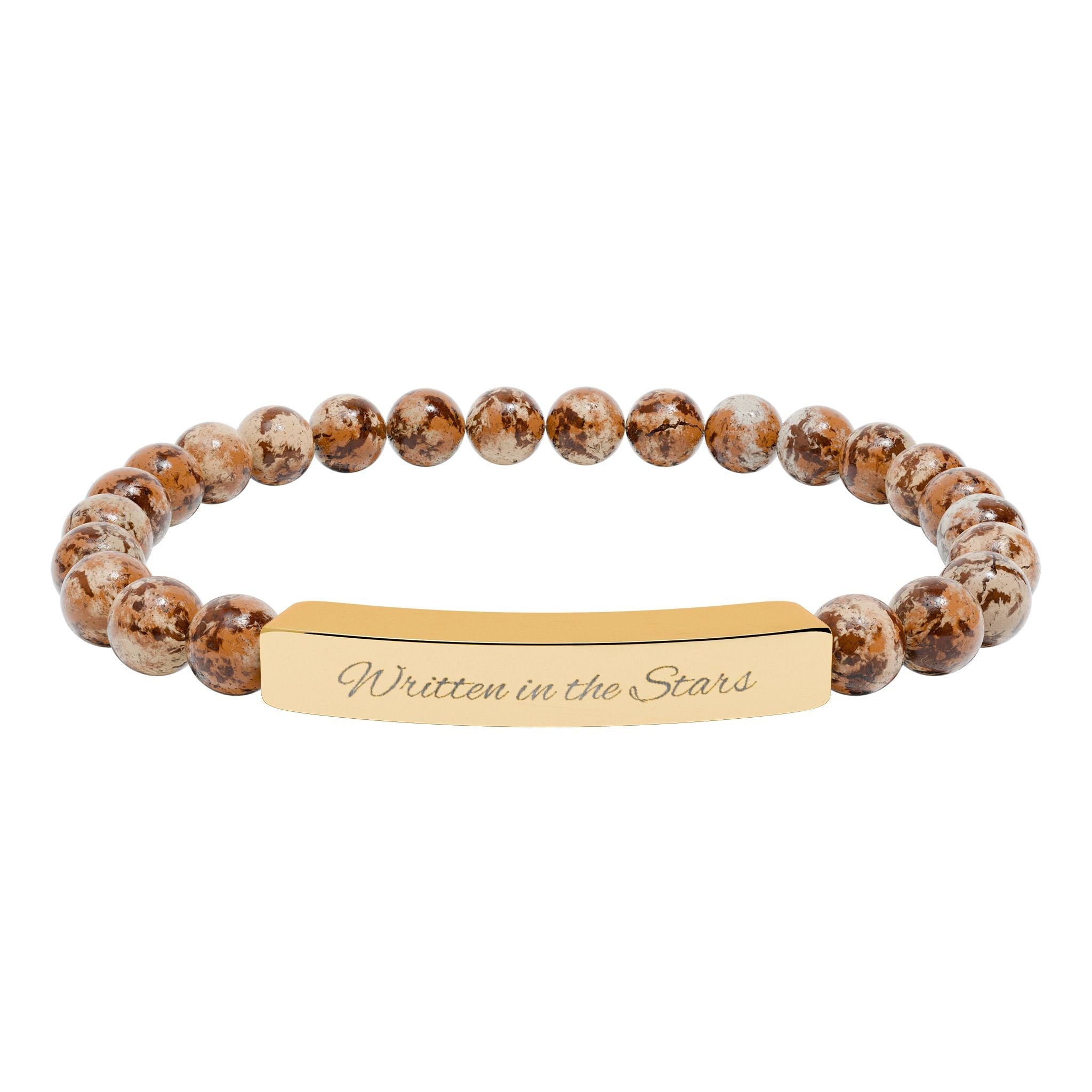 Engravable Natural Stone Bar Bracelet — Stretch Beaded Personalized Bracelet - Zyrelia Official