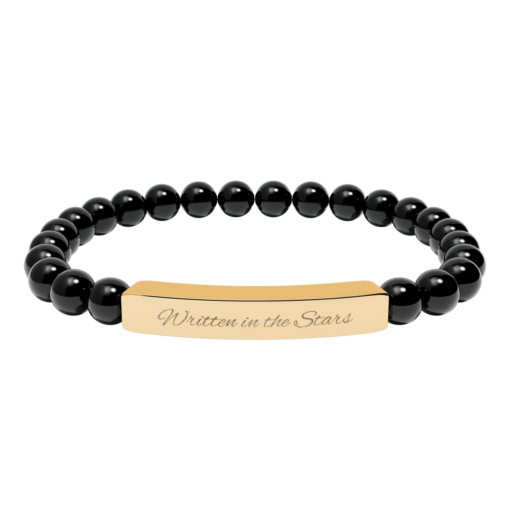 Engravable Natural Stone Bar Bracelet — Stretch Beaded Personalized Bracelet - Zyrelia Official