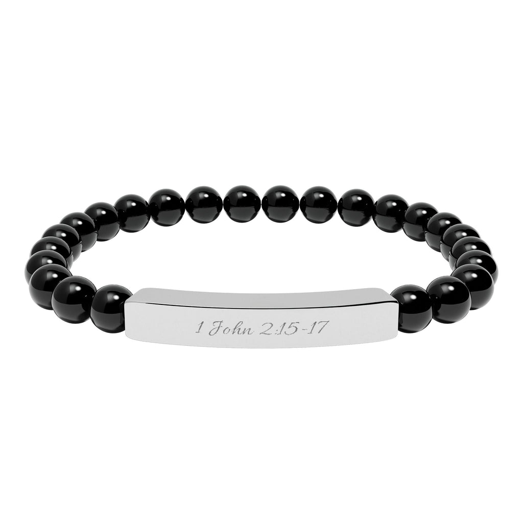 Engravable Natural Stone Bead Bar Bracelet — Stretch Healing Gemstone Jewelry - Zyrelia Official