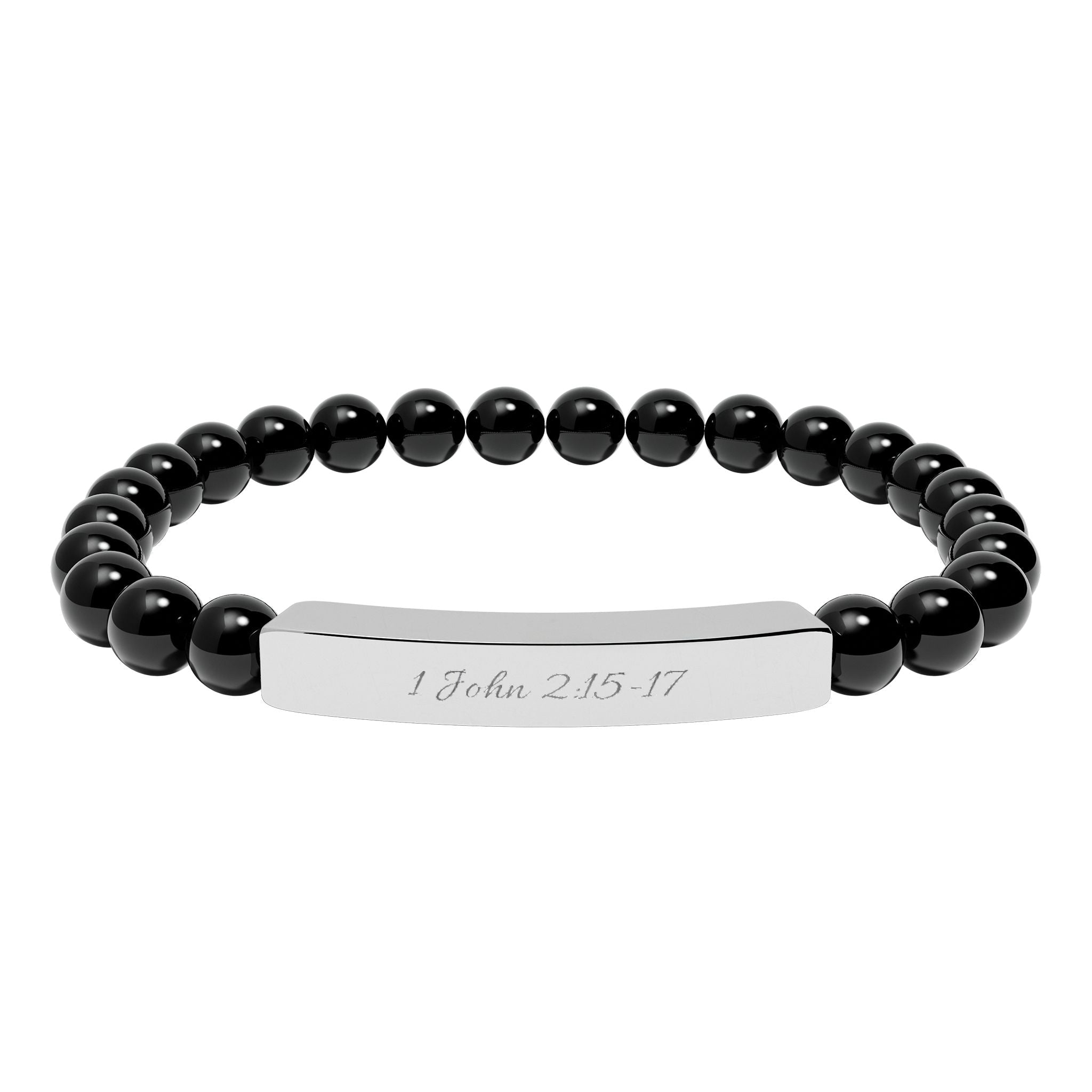 Engravable Natural Stone Bead Bar Bracelet — Stretch Healing Gemstone Jewelry - Zyrelia Official