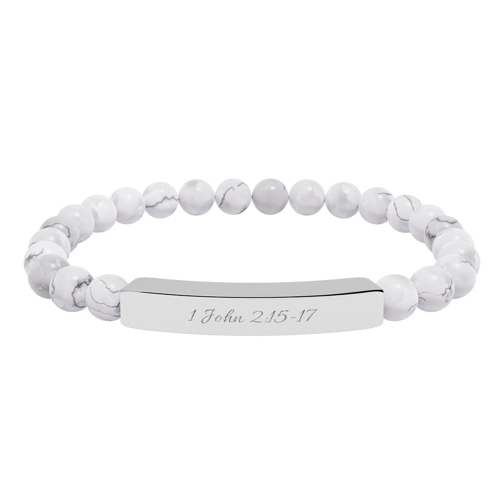 Engravable Natural Stone Bead Bar Bracelet — Stretch Healing Gemstone Jewelry - Zyrelia Official