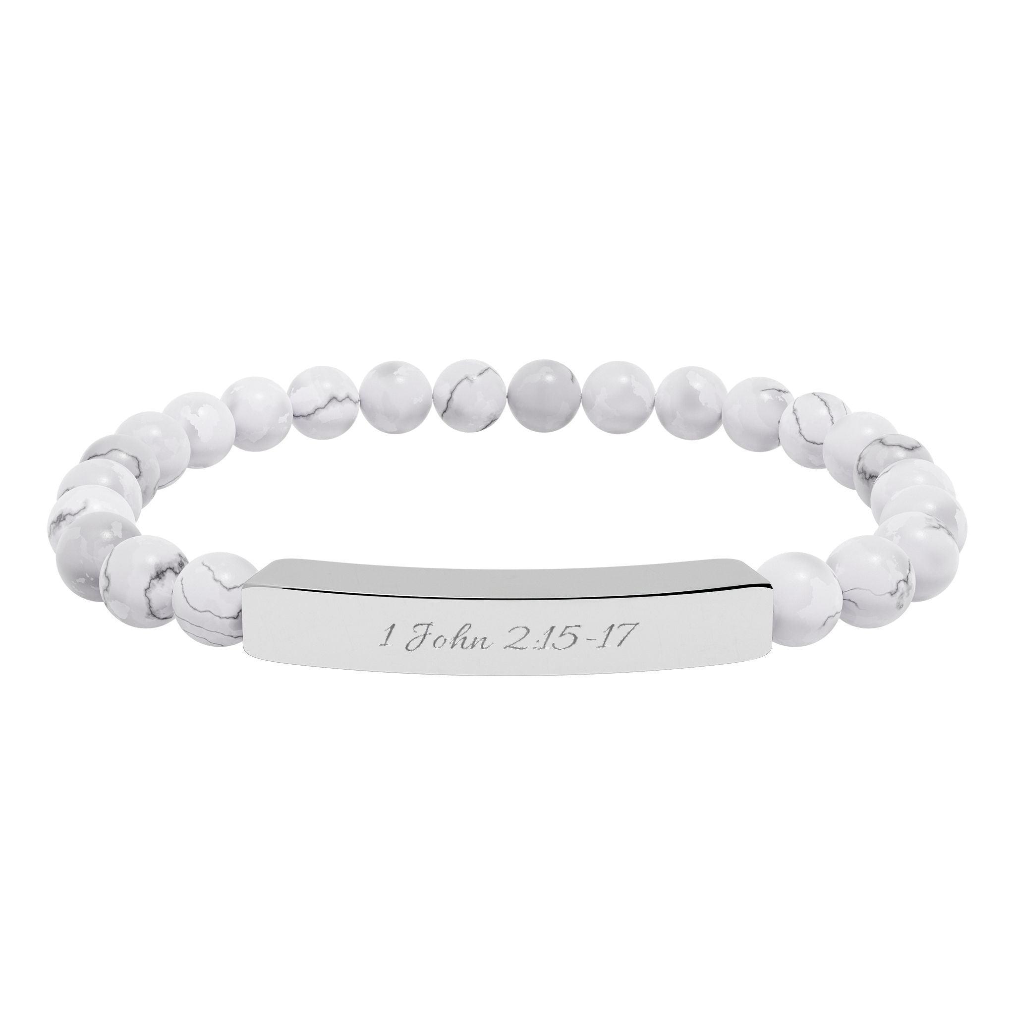 Engravable Natural Stone Bead Bar Bracelet — Stretch Healing Gemstone Jewelry - Zyrelia Official