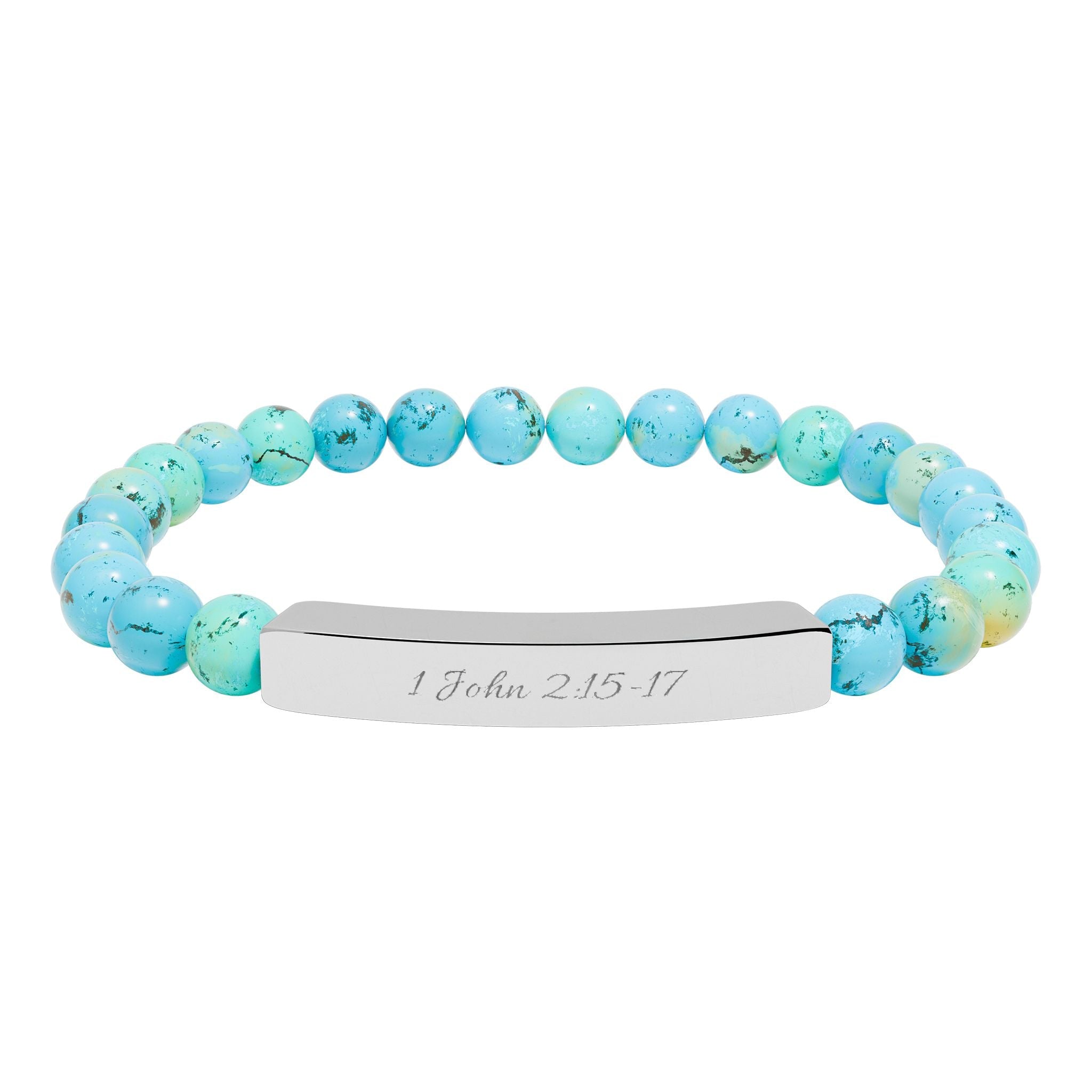 Engravable Natural Stone Bead Bar Bracelet — Stretch Healing Gemstone Jewelry - Zyrelia Official