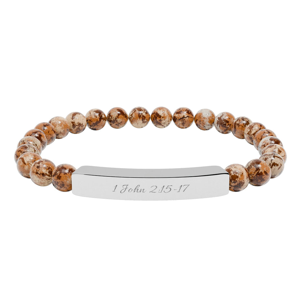 Engravable Natural Stone Bead Bar Bracelet — Stretch Healing Gemstone Jewelry - Zyrelia Official