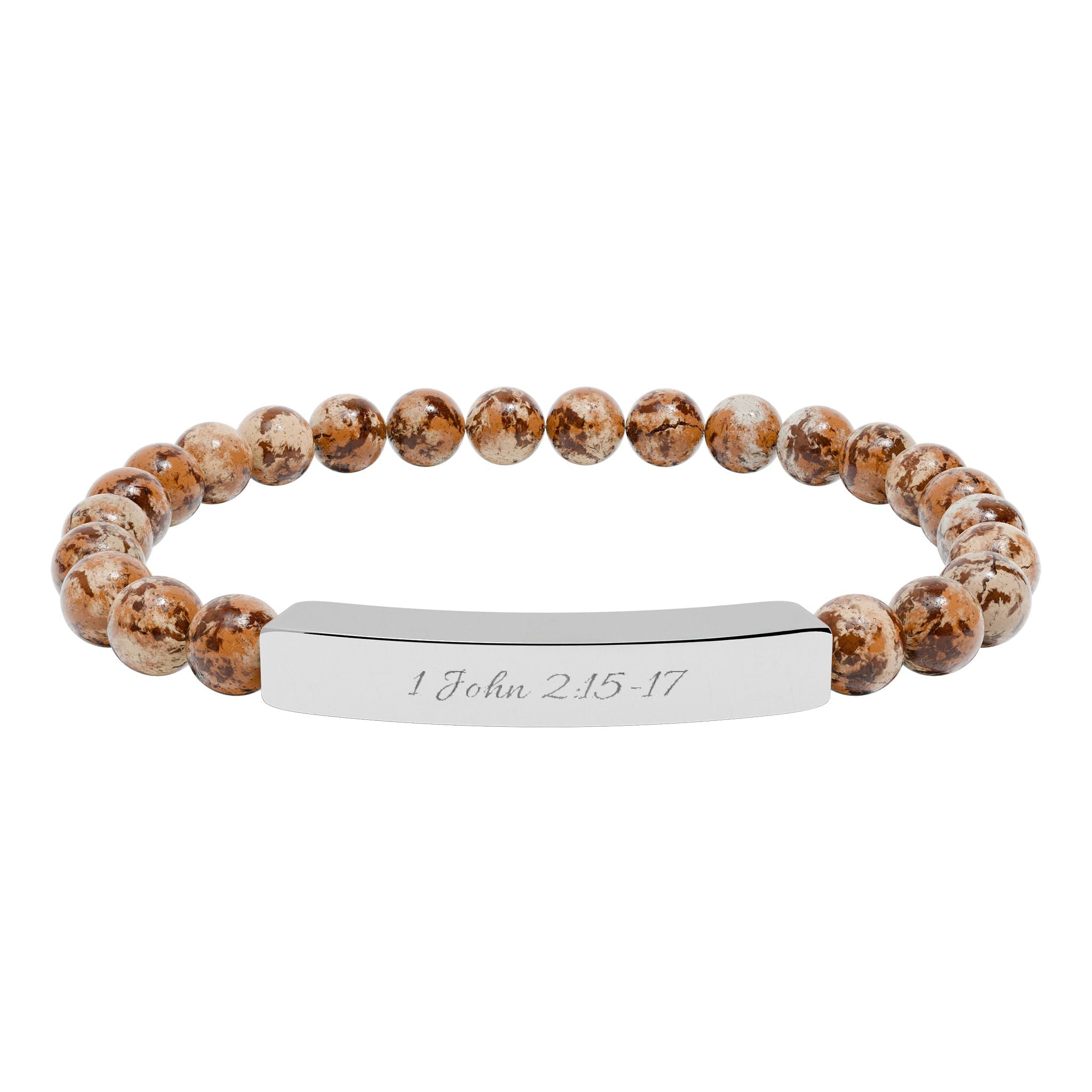 Engravable Natural Stone Bead Bar Bracelet — Stretch Healing Gemstone Jewelry - Zyrelia Official