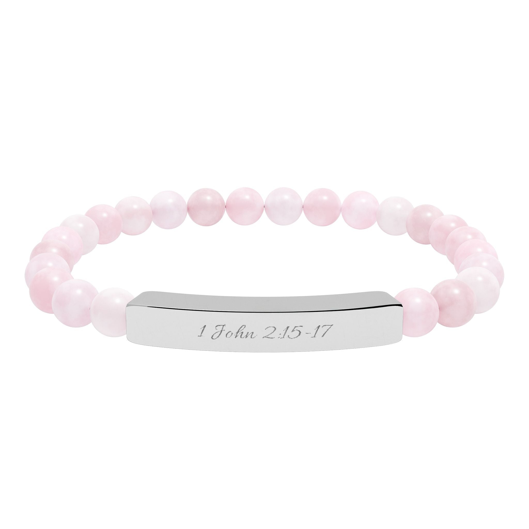 Engravable Natural Stone Bead Bar Bracelet — Stretch Healing Gemstone Jewelry - Zyrelia Official