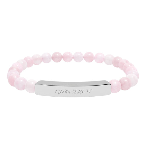 Engravable Natural Stone Bead Bar Bracelet — Stretch Healing Gemstone Jewelry - Zyrelia Official