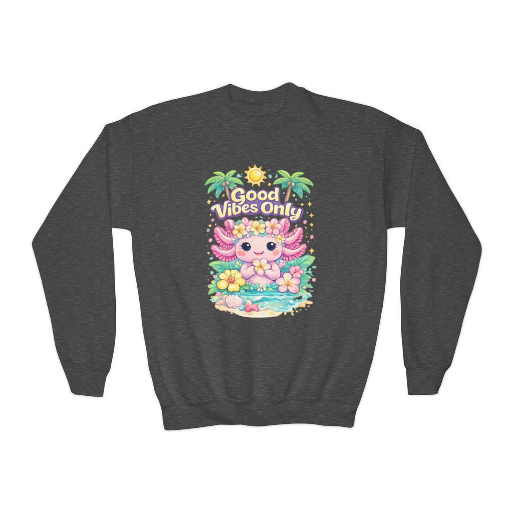 Good Vibes Only Axolotl Youth Crewneck Sweatshirt - Zyrelia Official