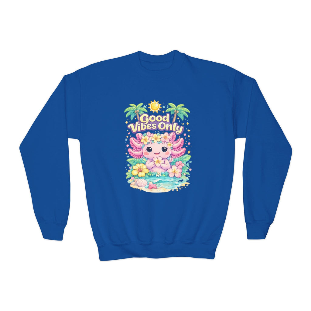 Good Vibes Only Axolotl Youth Crewneck Sweatshirt - Zyrelia Official