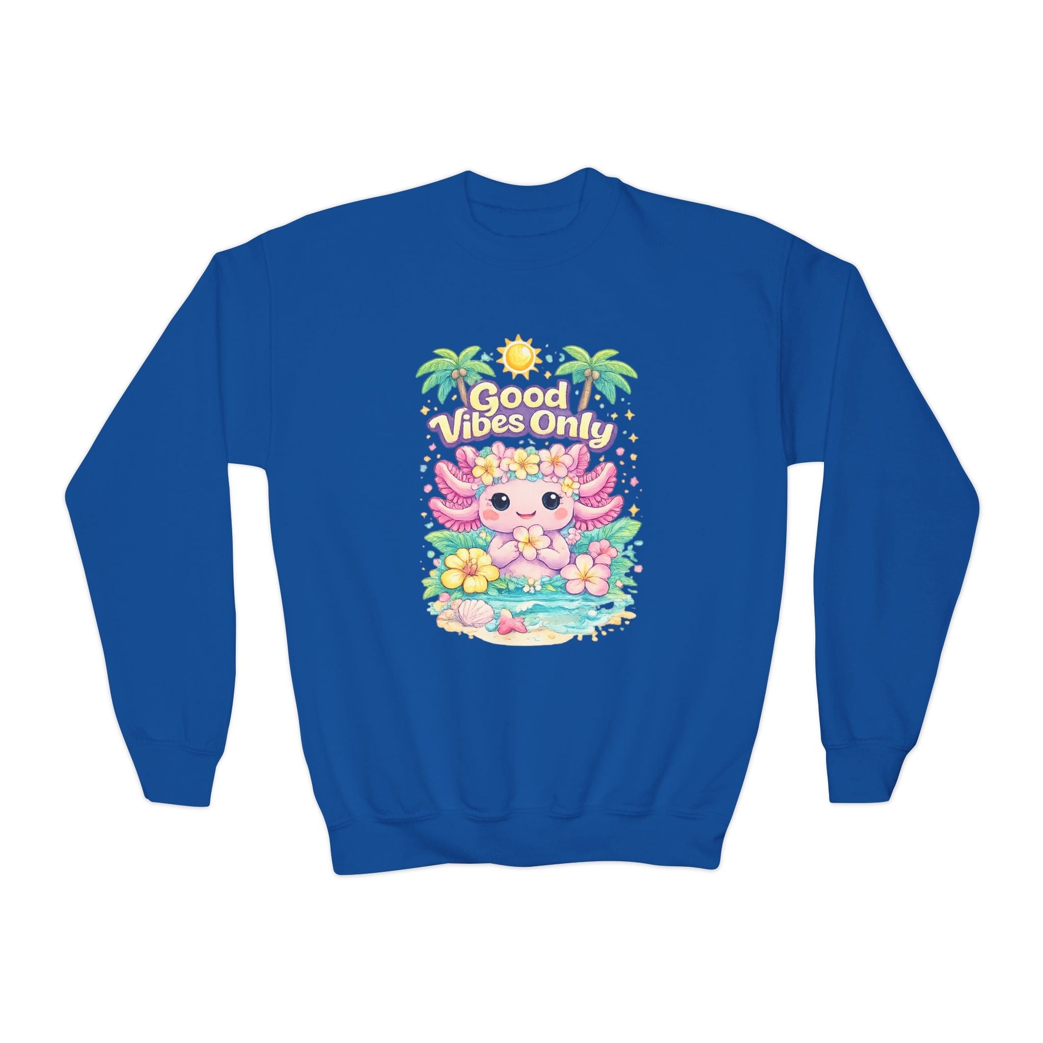 Good Vibes Only Axolotl Youth Crewneck Sweatshirt - Zyrelia Official