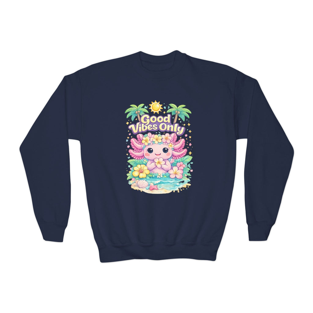 Good Vibes Only Axolotl Youth Crewneck Sweatshirt - Zyrelia Official