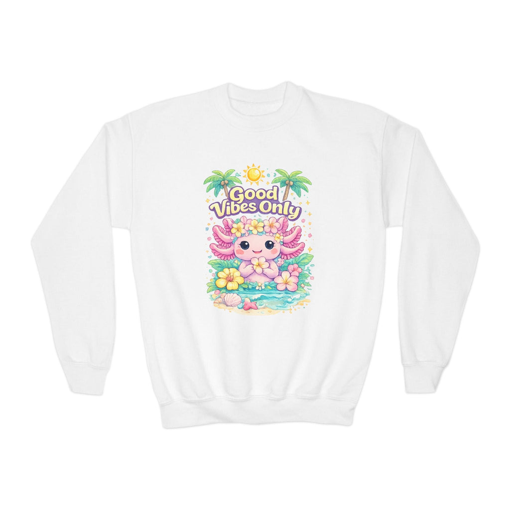 Good Vibes Only Axolotl Youth Crewneck Sweatshirt - Zyrelia Official