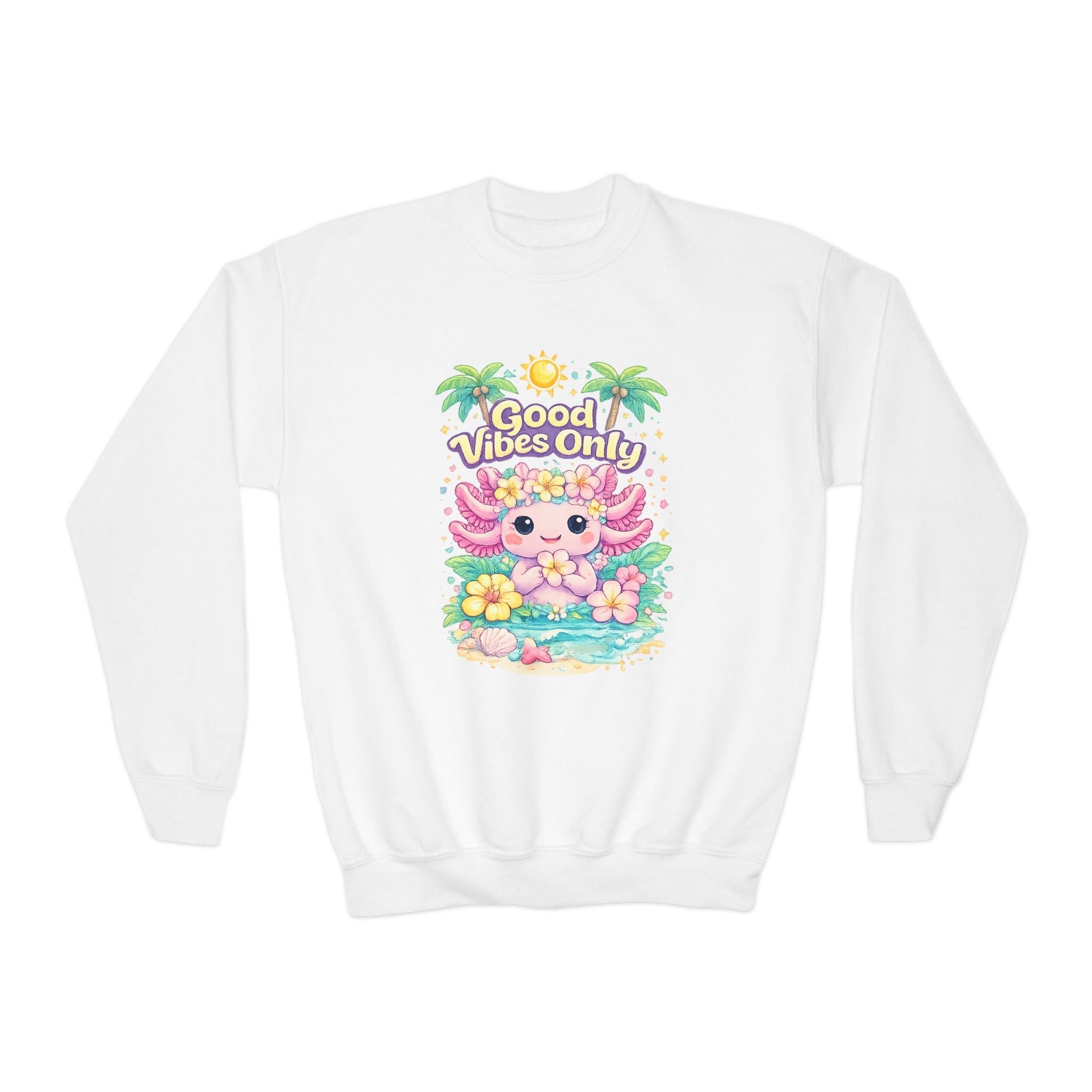 Good Vibes Only Axolotl Youth Crewneck Sweatshirt - Zyrelia Official