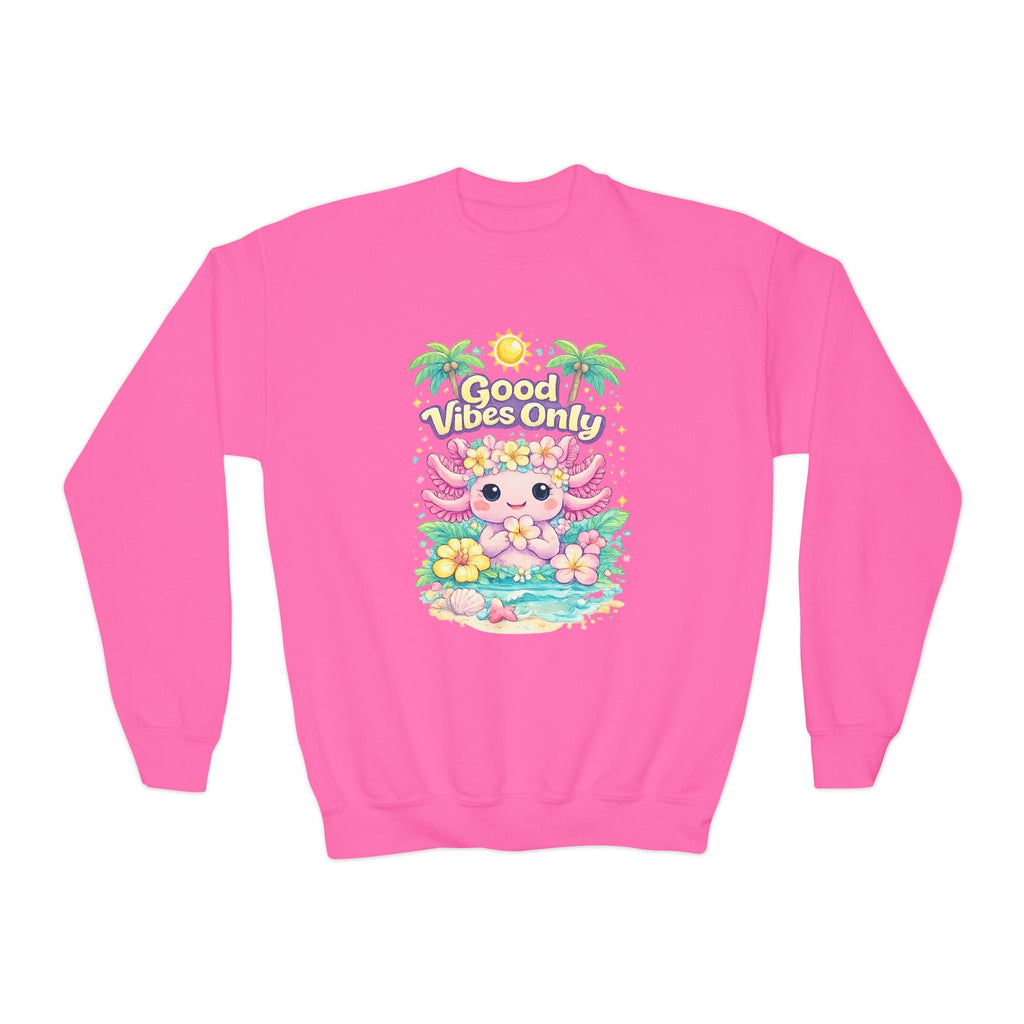 Good Vibes Only Axolotl Youth Crewneck Sweatshirt - Zyrelia Official