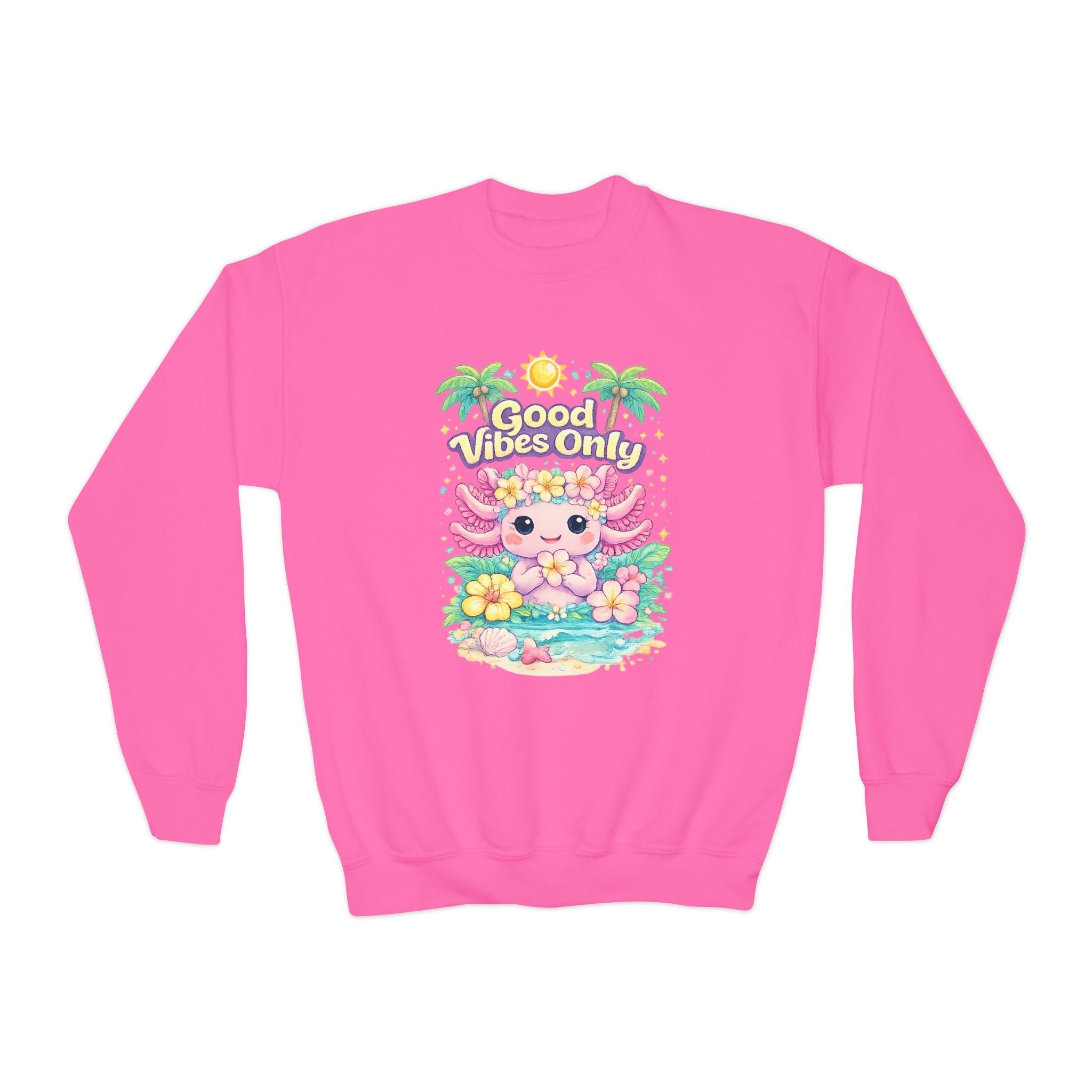Good Vibes Only Axolotl Youth Crewneck Sweatshirt - Zyrelia Official