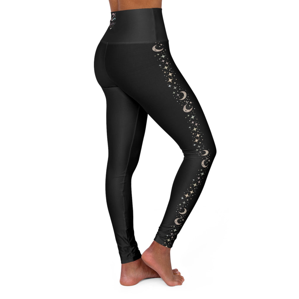 High - Waisted Yoga Leggings — Sleek Black AOP Activewear - Zyrelia Official