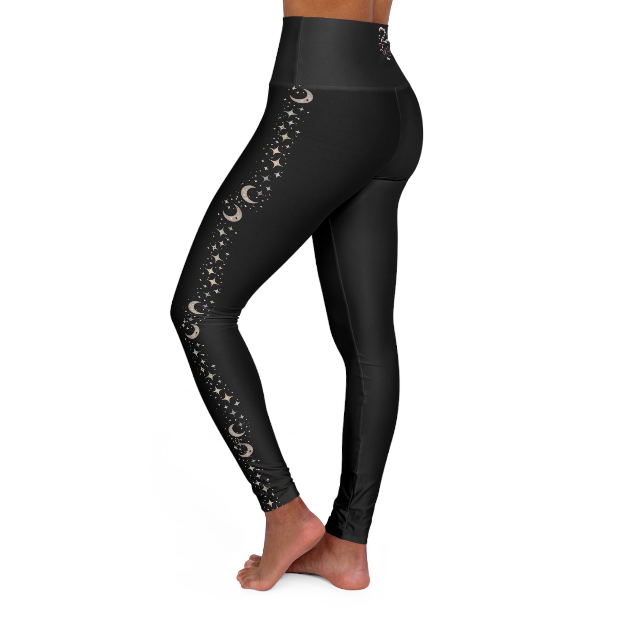 High - Waisted Yoga Leggings — Sleek Black AOP Activewear - Zyrelia Official