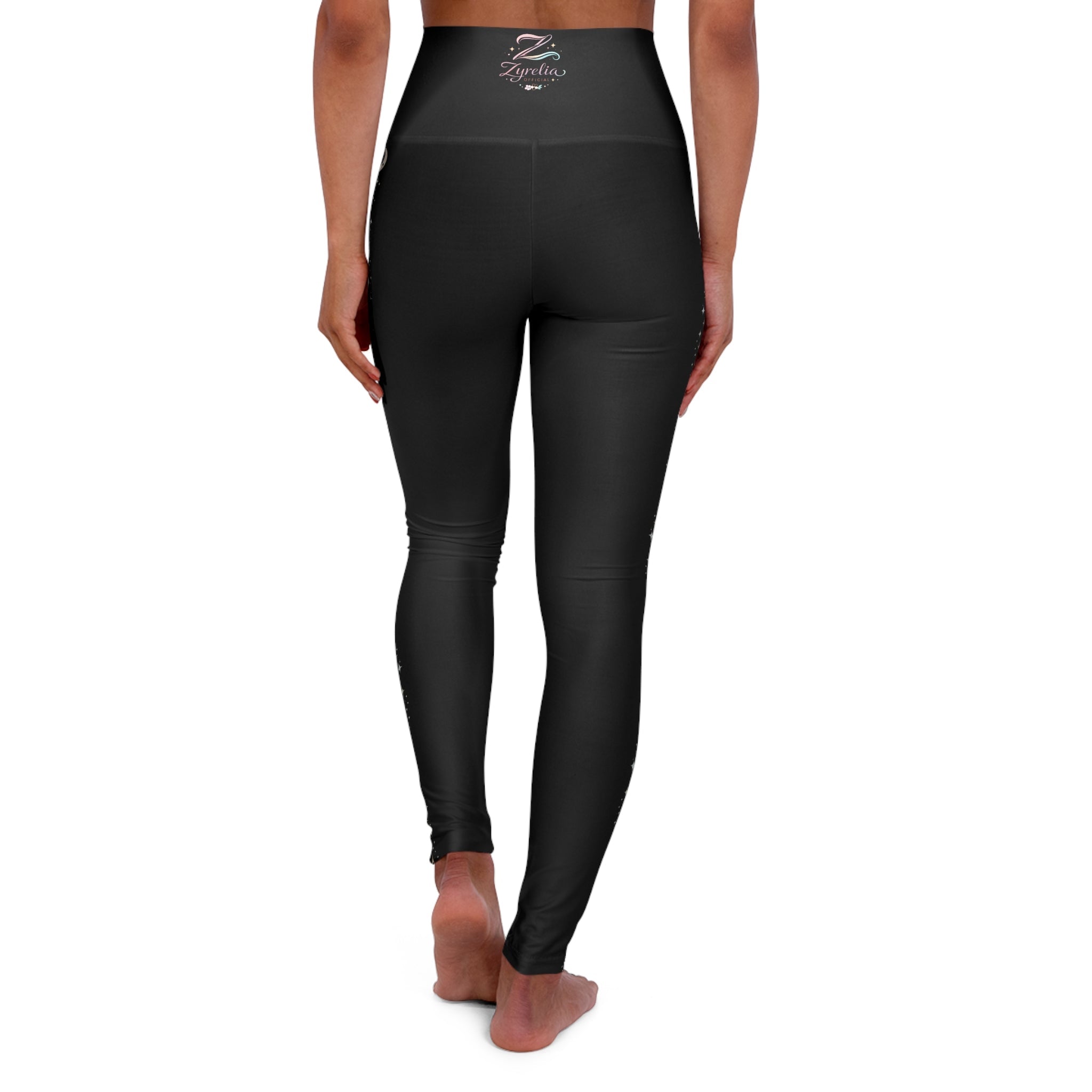 High - Waisted Yoga Leggings — Sleek Black AOP Activewear - Zyrelia Official