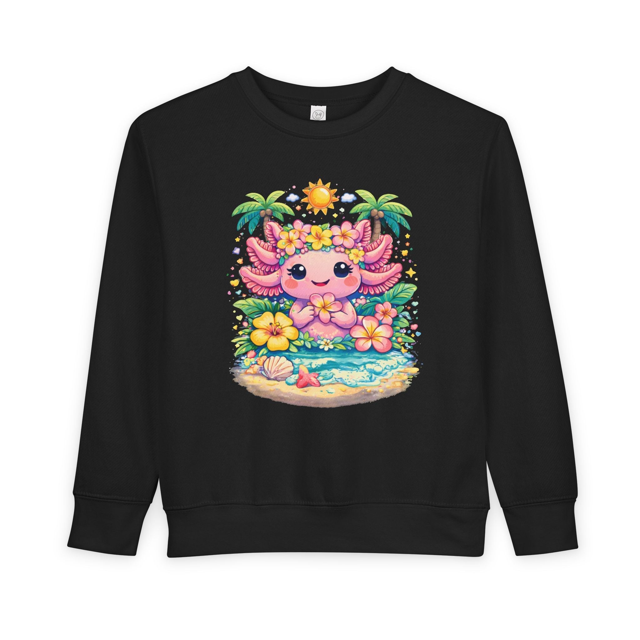 Little Waves Toddler Sweatshirt — Cute Axolotl 'Summer Vibes' Graphic - Zyrelia Official