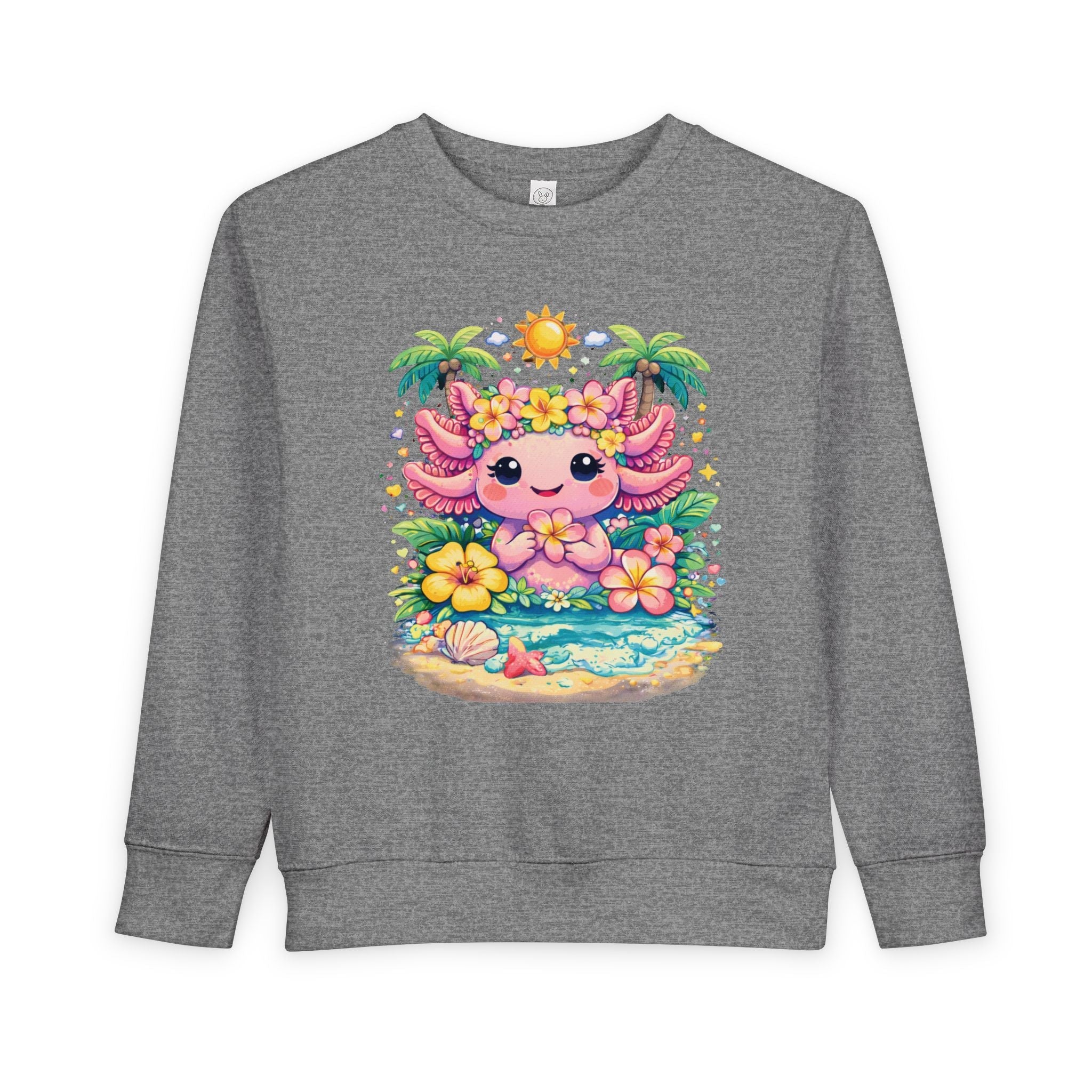 Little Waves Toddler Sweatshirt — Cute Axolotl 'Summer Vibes' Graphic - Zyrelia Official