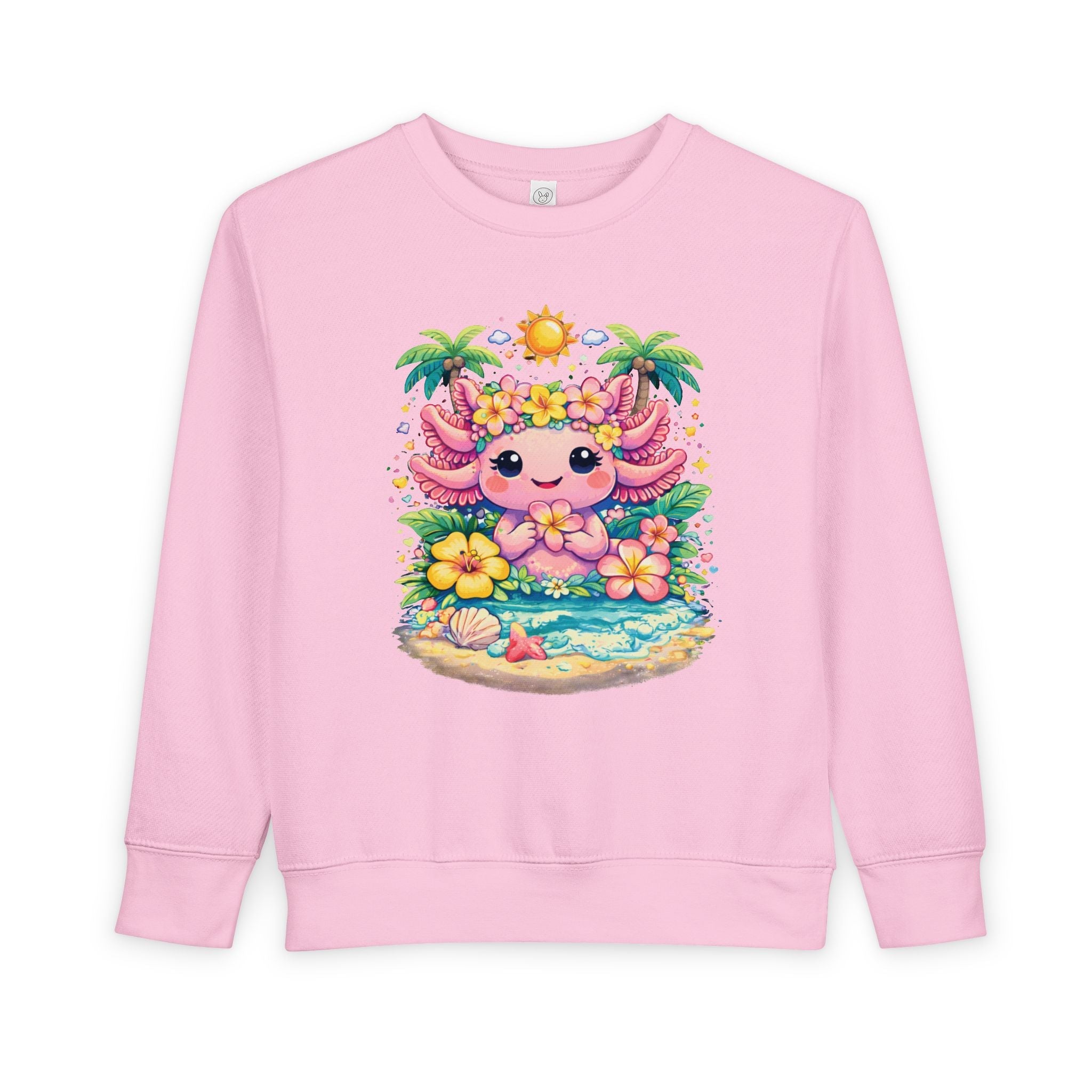 Little Waves Toddler Sweatshirt — Cute Axolotl 'Summer Vibes' Graphic - Zyrelia Official