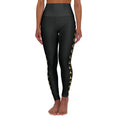 Luxe Black Leggings with Gold Crescent Moon Side Print - Zyrelia Official