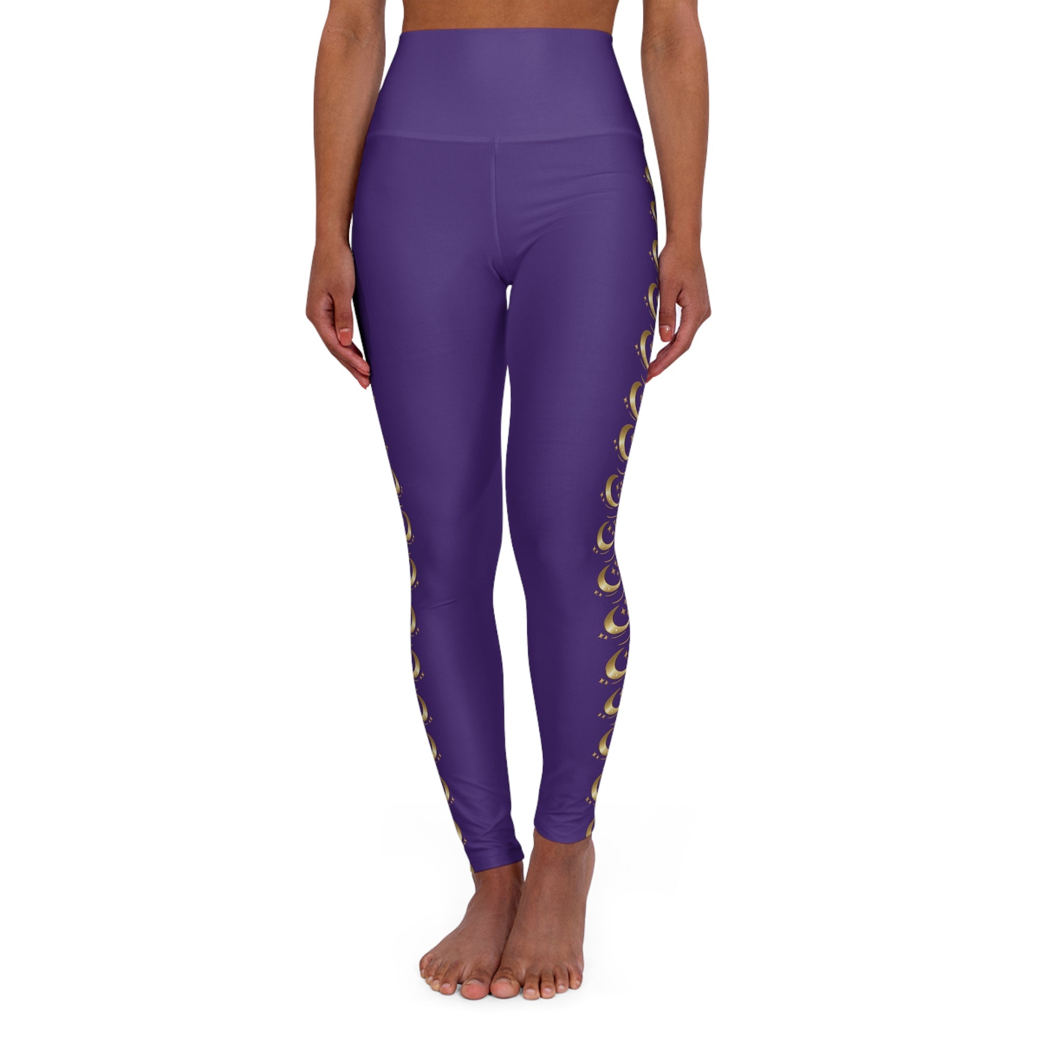 Luxe High - Waist Leggings with Crescent Moon Side Print - Zyrelia Official