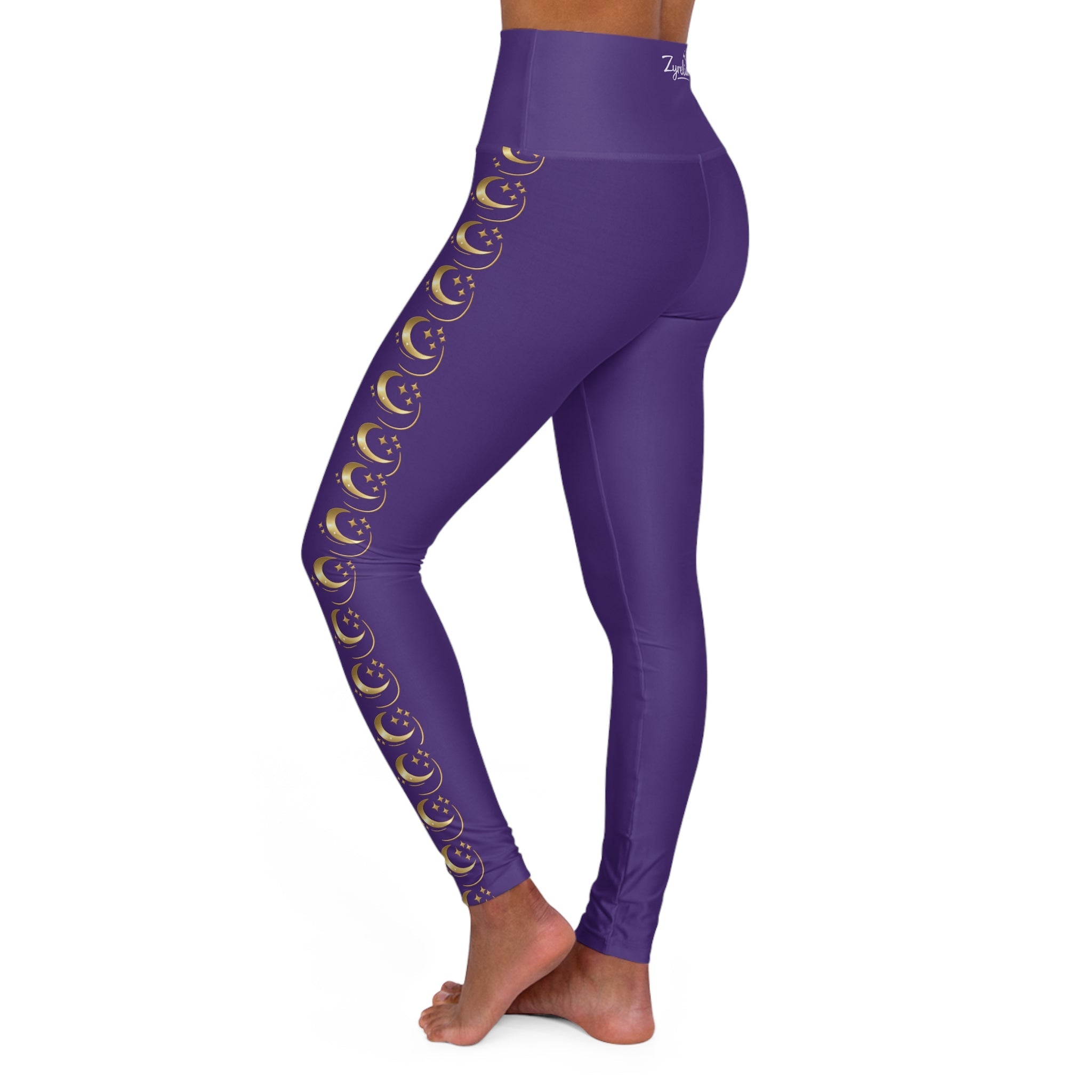 Luxe High - Waist Leggings with Crescent Moon Side Print - Zyrelia Official