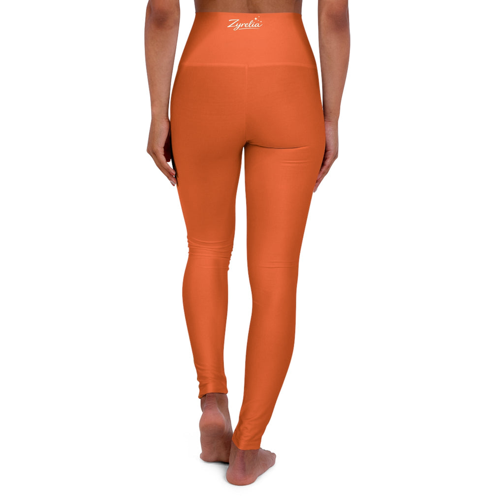 Luxe Orange Leggings with Crescent Moon Side Print - Zyrelia Official